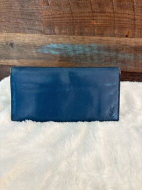 Yves Saint Laurent Deep Blue Leather Continental Wallet